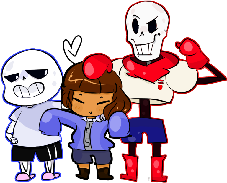 Sans Papyrus And Frisk Pixelmiayu On Deviantart Banner - Sans And Papyrus And Frisk (1024x647), Png Download