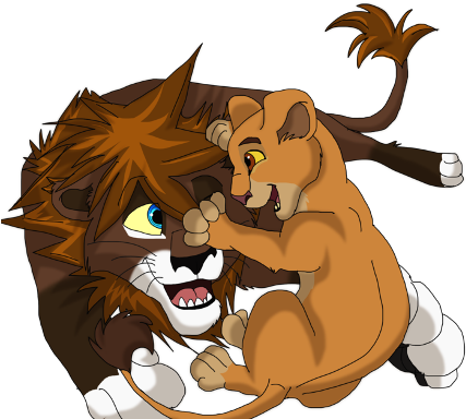 Kiara Playing With Sora - Simba (550x393), Png Download