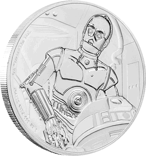 Silver Numismatic Star Wars Classic C3po 1oz Coin - 2017 Nu Star Wars C-3po Classic 30ml Silver Coin 2$ (500x500), Png Download