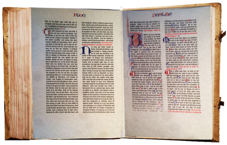 Test Prints Of Bifolia, Mock Ups, Of The Opening To - Gutenberg Bible Png (462x295), Png Download