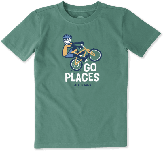 Boys Go Places Bike Crusher Tee - Life Is Good Boys Go Places Bike Crusher Tee (570x570), Png Download