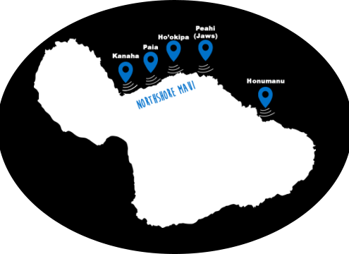 Maui North Shore Surf Spots - Maui Map (495x360), Png Download