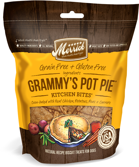 Grammy's Pot Pie - Merrick Grammy's Pot Pie Kitchen Bites Dog Treats, (650x748), Png Download