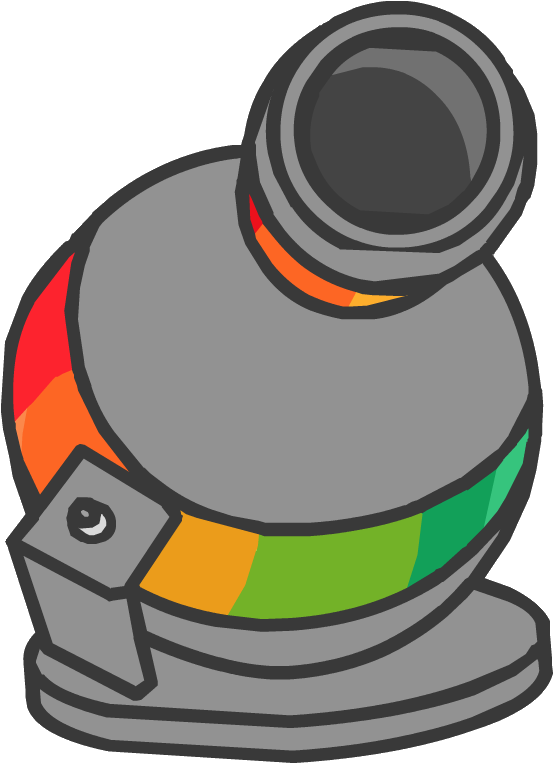 Rainbow Cannon - Club Penguin Cannon (554x764), Png Download