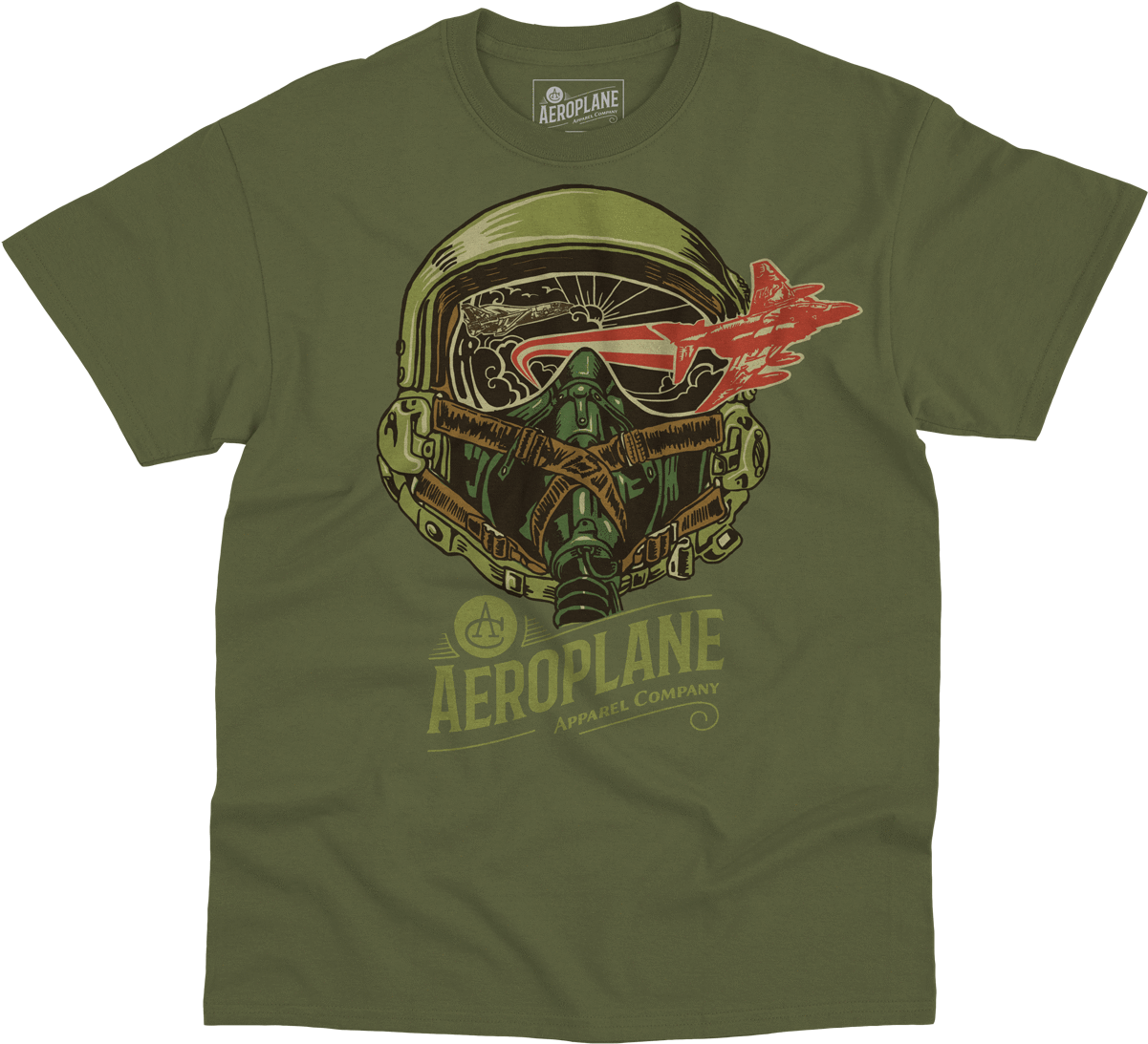 Helmet Fly Out Aeroplane Apparel T Shirt Moss - Shirt (1200x1200), Png Download