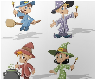 Cartoon Wizard Boys And Witch Girls - Cartoon Boy Witch (400x400), Png Download