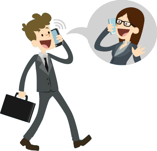 Comunicação E Commerce 4 - Cartoon Talking On The Phone Png (536x516), Png Download