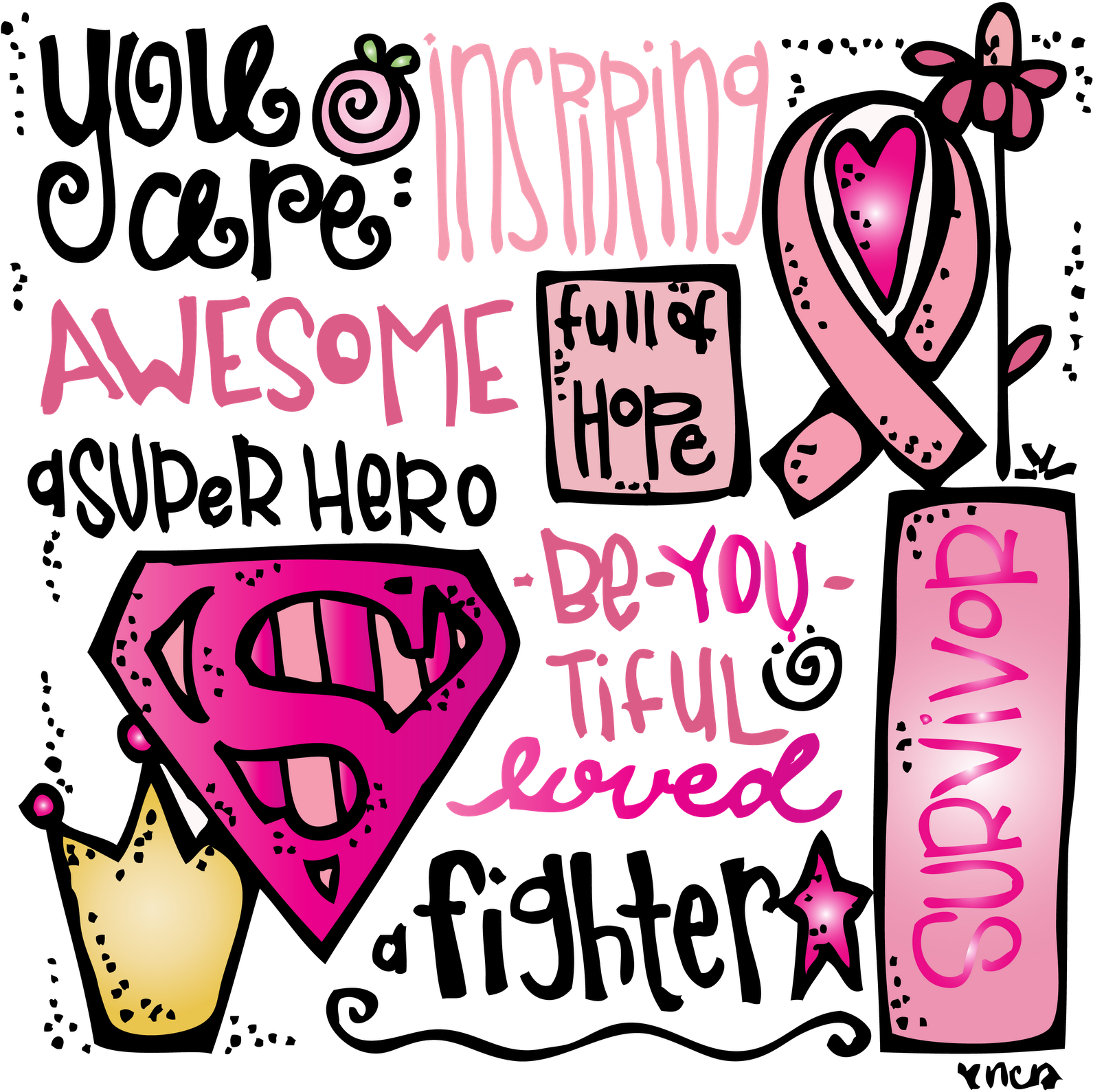 Pink Cancer Ribbon Clipart - You Kicked Cancer's Arse (1590x1600), Png Download