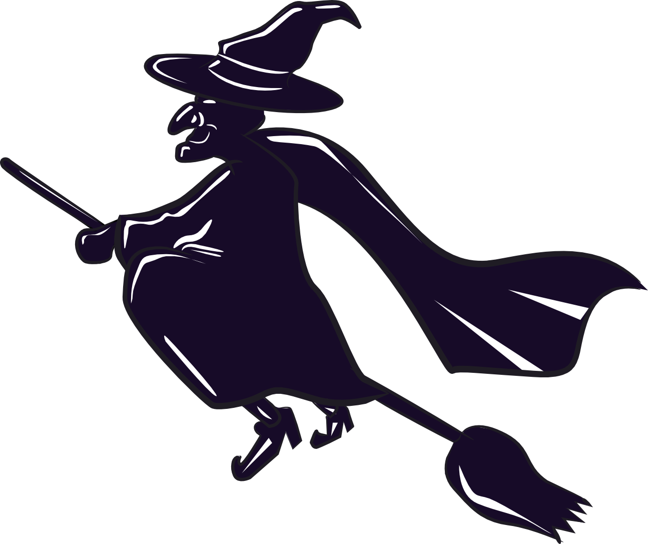 Clip Arts Related To - Witch On A Broomstick Clipart (1295x1087), Png Download