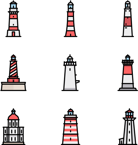 Icons Free Vector Freeuse Library - Lighthouse Vector (600x564), Png Download