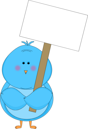 Clipart Library Library Blue Bird Holding A Clip Art - Bird Holding A Sign Clipart (300x438), Png Download