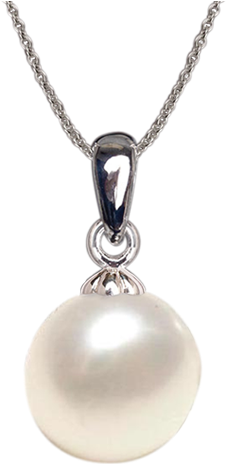 Petite Freshwater Pearl Pendant In White Gold - Locket (488x487), Png Download
