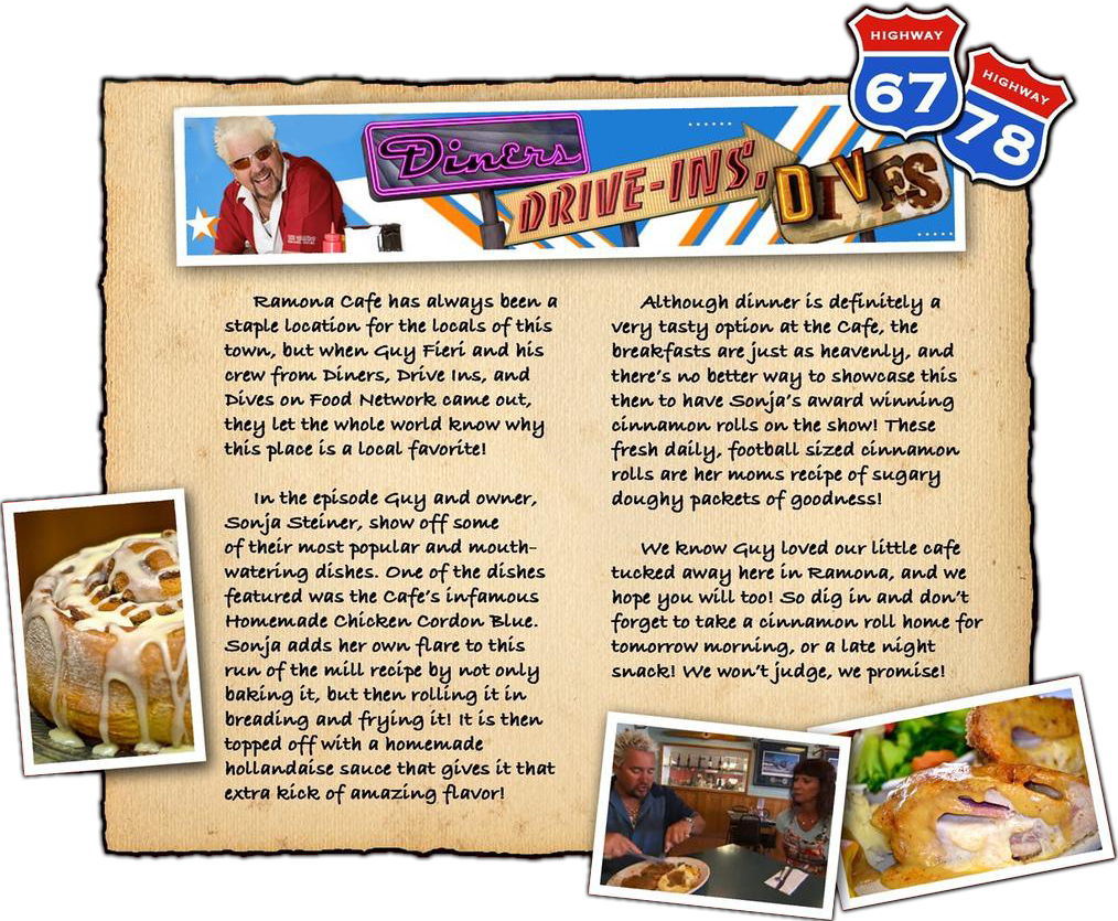 Ramona Cafe Is On The Map - Diners, Drive-ins & Dives: Road Songs (1014x835), Png Download