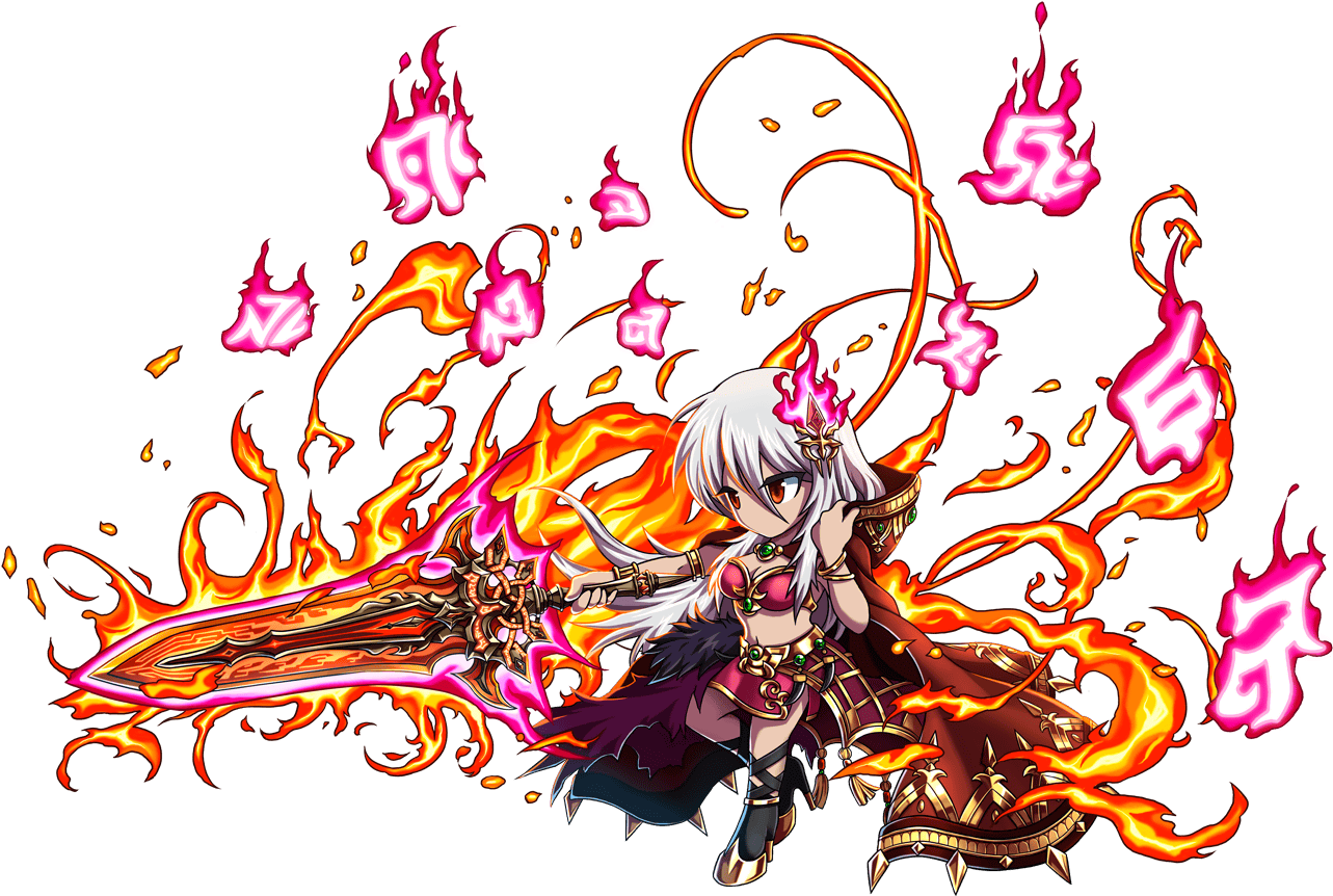 Unit Art - Brave Frontier Female Fire Units (1302x882), Png Download