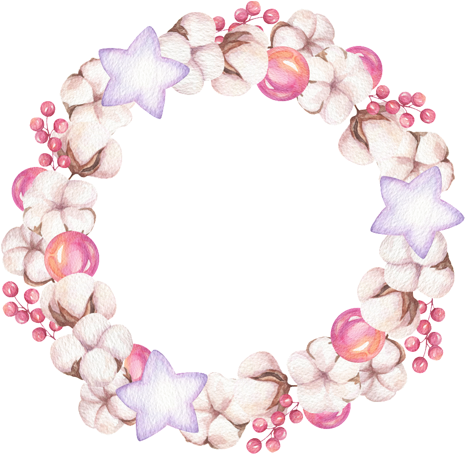Hand Painted Cotton Wreath Png Transparent - Flower (1024x1024), Png Download