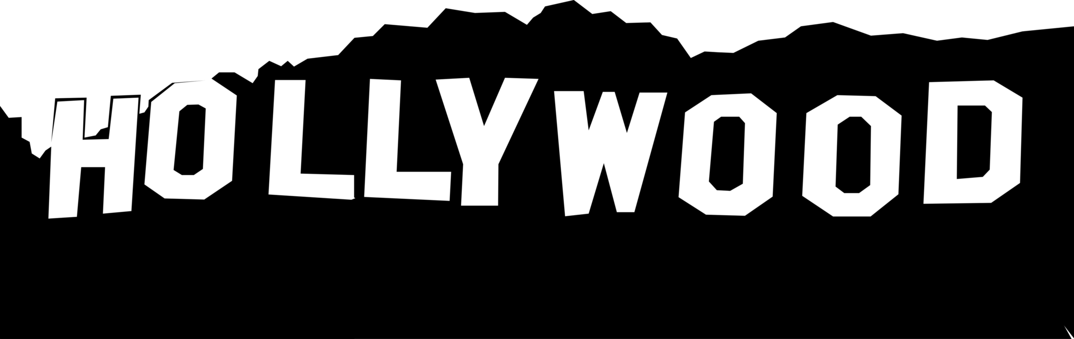 Vector Illustration Of Hollywood Sign, Los Angeles, - Hollywood Sign (2214x700), Png Download