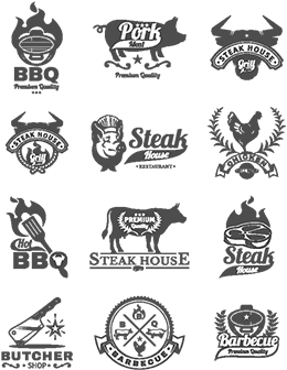 Set Grill And Barbecue Badges, Stickers, Emblems, Barbecue, - Barbecue Grill (360x360), Png Download