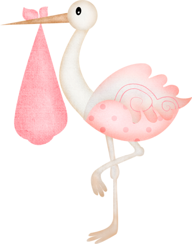 Baby Stork Images - Stork Baby Girl Clipart (394x500), Png Download