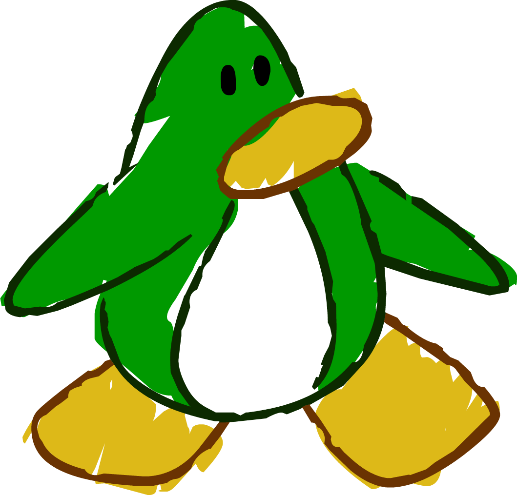 Doodle Dimension Penguin Green - Club Penguin Lime Penguin (1059x1015), Png Download