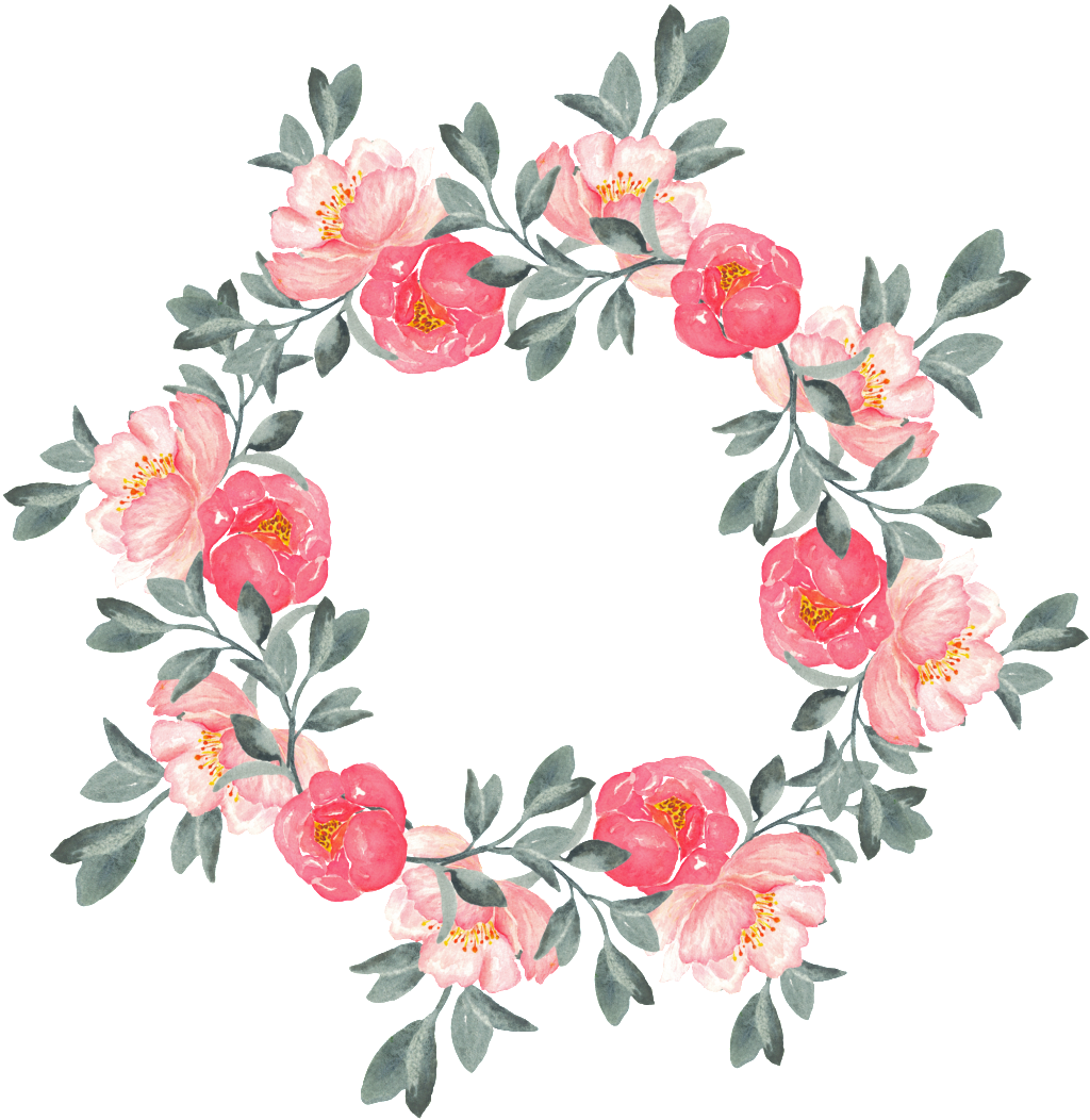 Refreshing Deep Pink Rose Hand Painted Garland Decorative - Hand Painted Flowers Png (1024x1052), Png Download