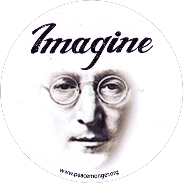 John Lennon Round Bumper Sticker / Decal - Imagine Round Bumper Sticker Decal 5 Circular (600x599), Png Download