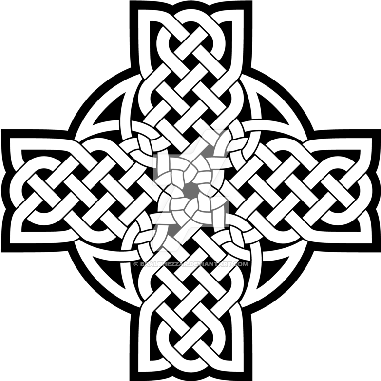 Large Tulip Celtic Cross By Baalthezzar On Deviantart - Large Black And White Celtic Cross (800x800), Png Download