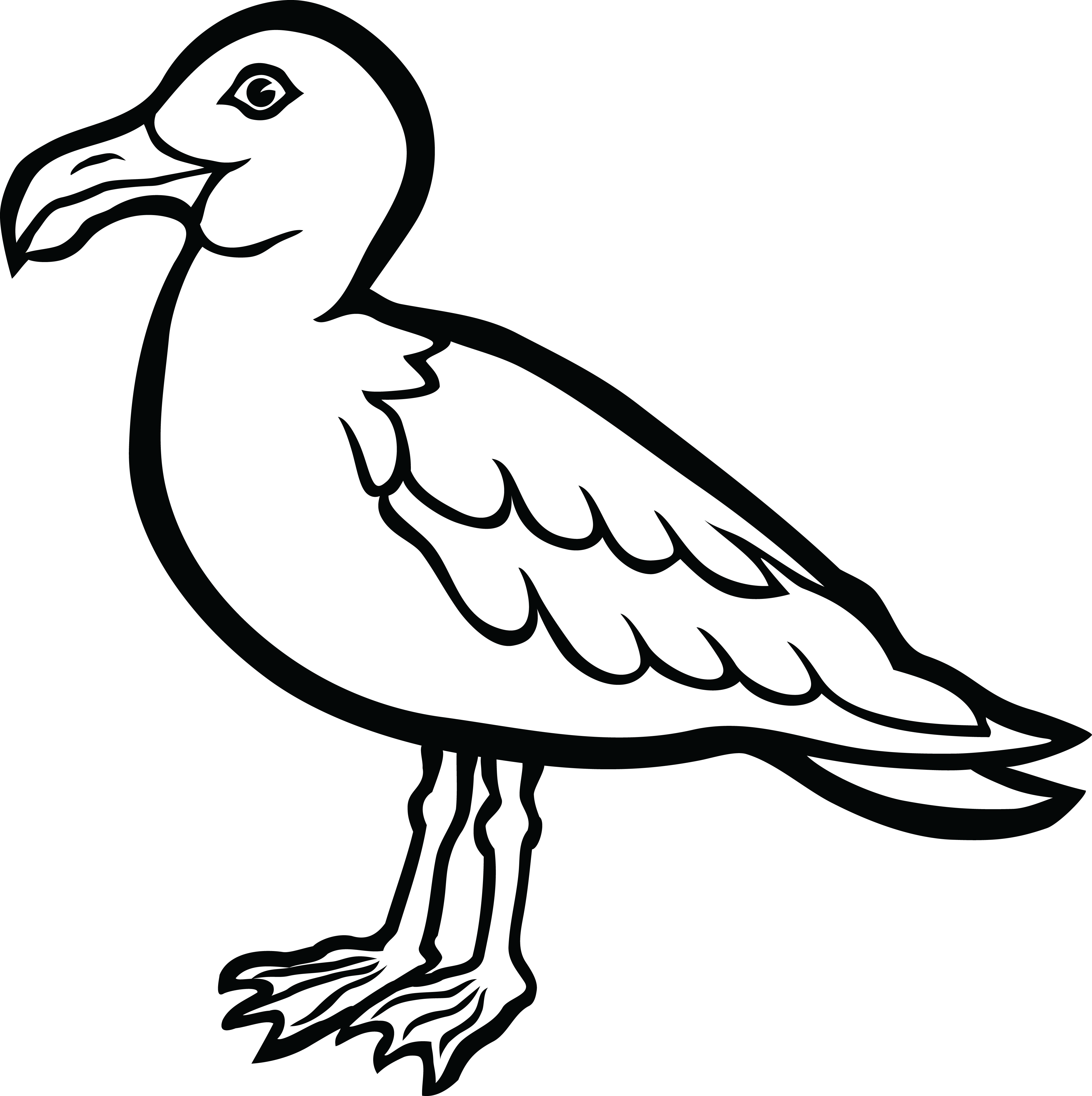 Clip Art Water Bird Clipart Clipground Lemonize - Seagull Clipart Black And White (4000x4015), Png Download
