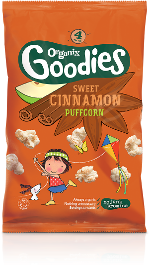 Sweet Cinnamon Puffcorn Packshot - Organix 12 Month Goodies Organic Sweet Cinnamon Puffcorn (500x535), Png Download