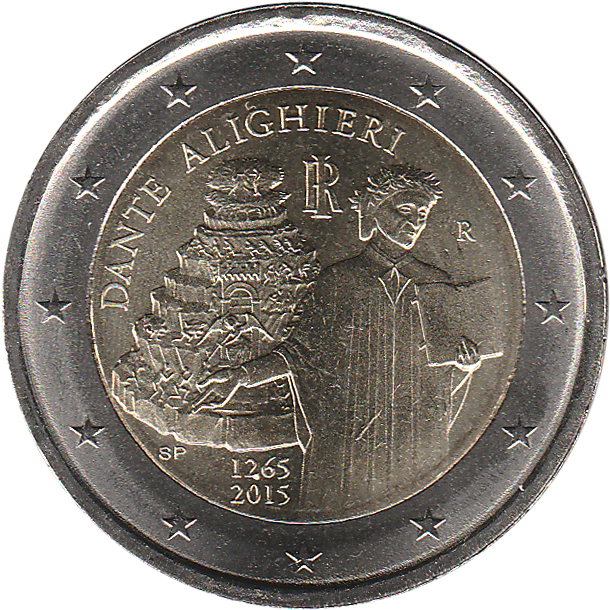 It 2€ 2015 Dante - Coin (633x632), Png Download
