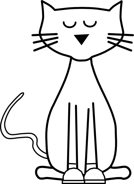 Pete Cat Shoes Outline Clip Art At Clker - Cat Cartoon Black And White (438x599), Png Download