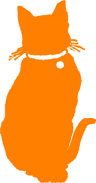 Orange Cat Collared Clip Art At Clker - Orange Clip Art Cat (312x593), Png Download