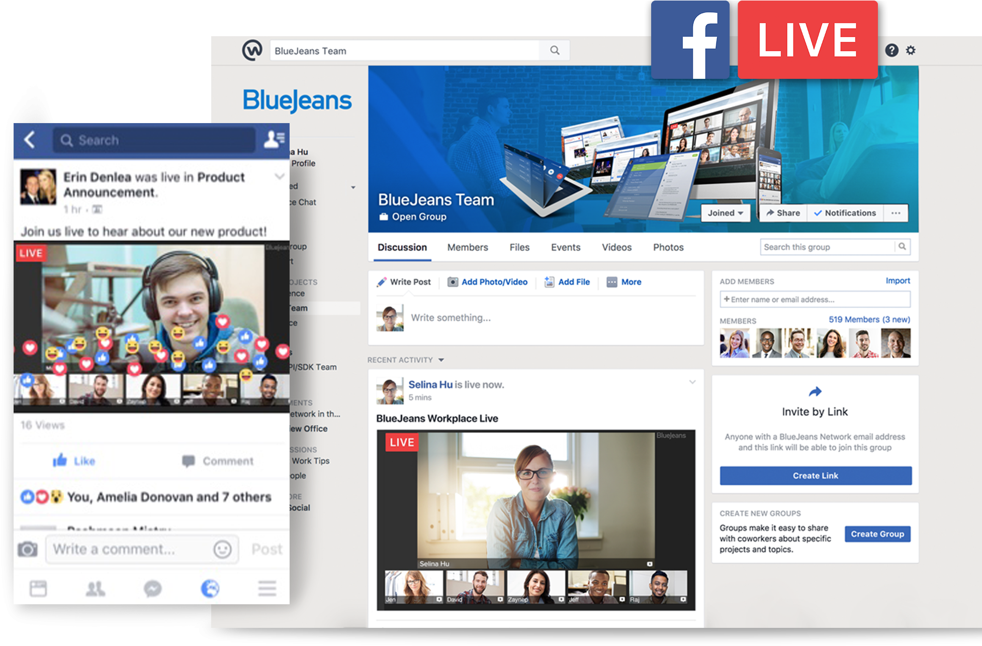 Bluejeans For Facebook Live - Facebook (2002x1308), Png Download