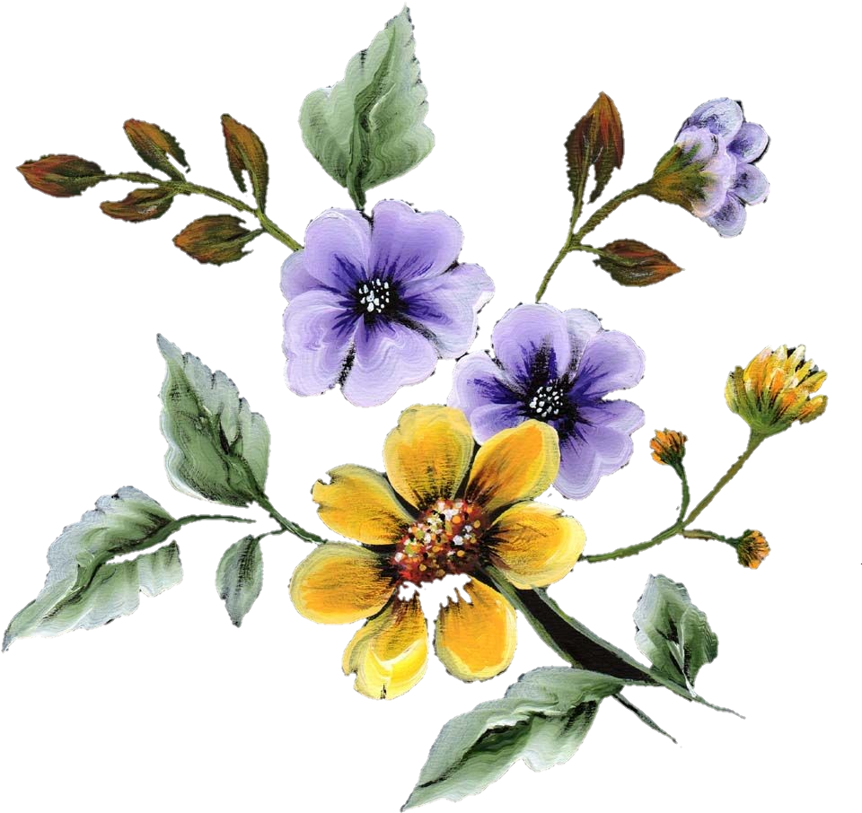 Flower Painting Art Drowning Frame - Painting (1000x1140), Png Download