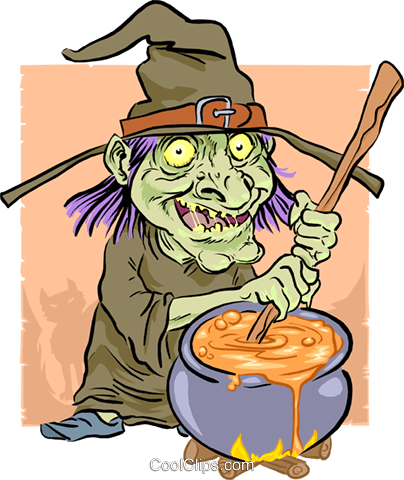 Witch Brewing Her Potion - Witch Brewing Potion (404x480), Png Download
