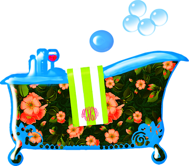 Bathtub, Bubbles, Pink, Feminine - Bathtub (386x340), Png Download