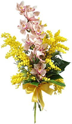 Orchidea Con Mimosa - Bouquet (300x436), Png Download