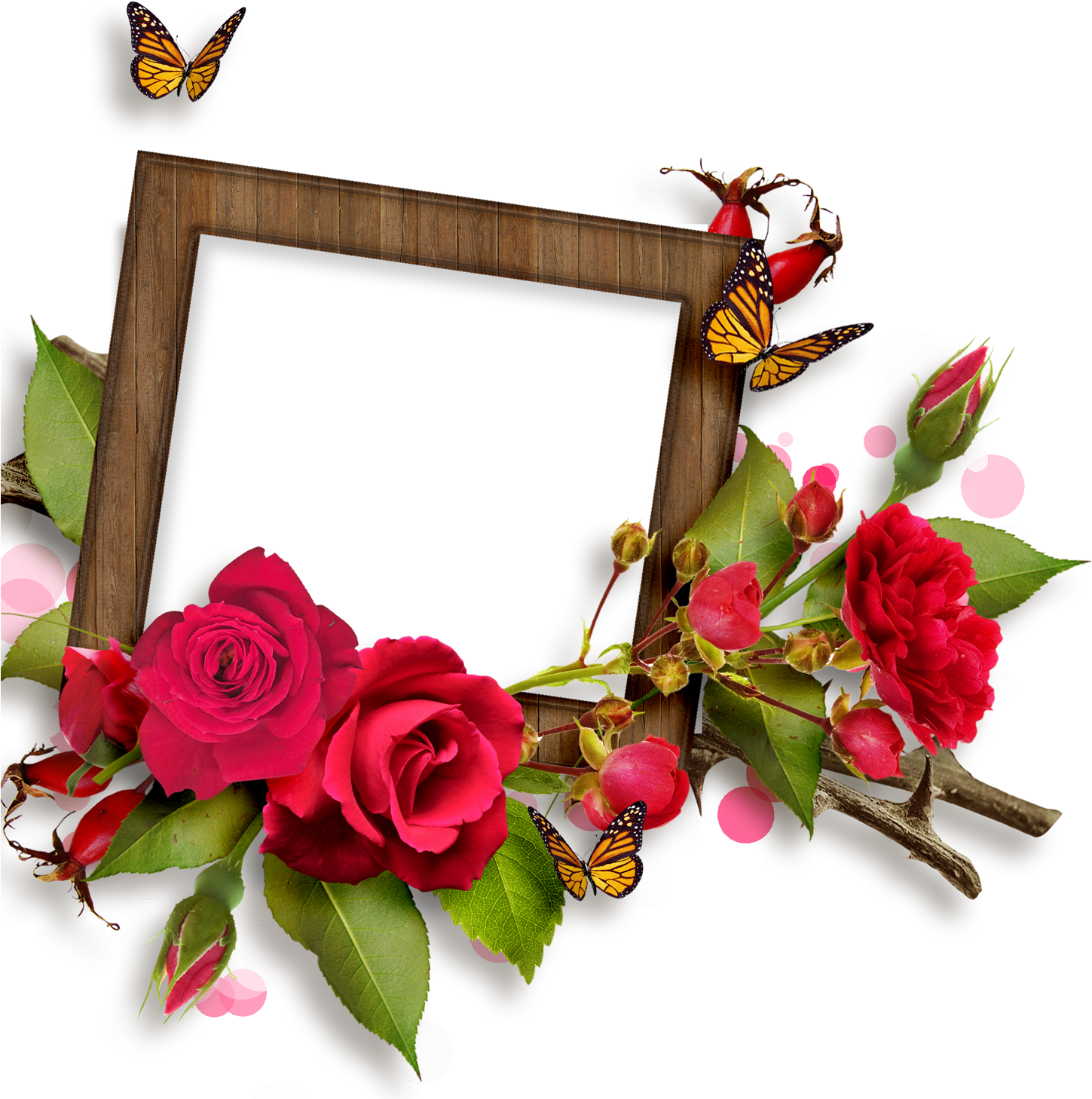 Red Frame With Red Rose - Rose Day Photo Frame (1467x1492), Png Download