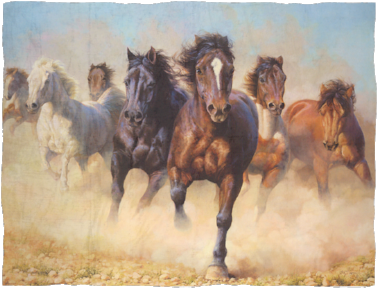 Desert Horses - Fleece Blanket - 1/4 Sheet Herd Of Horses Edible Frosting Cake Topper* (400x400), Png Download