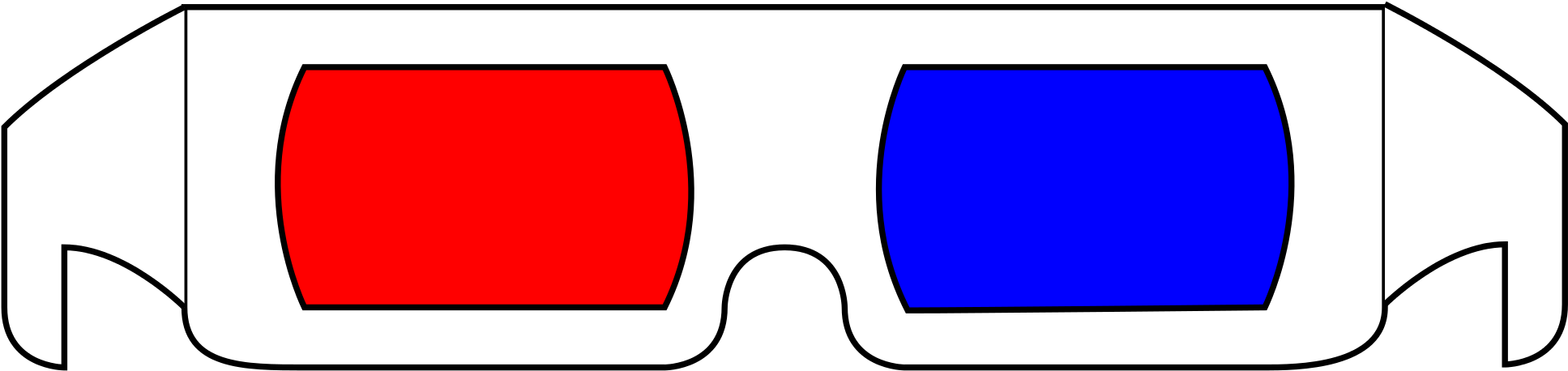 Open - 3d Glasses Red Blue Png (2000x519), Png Download