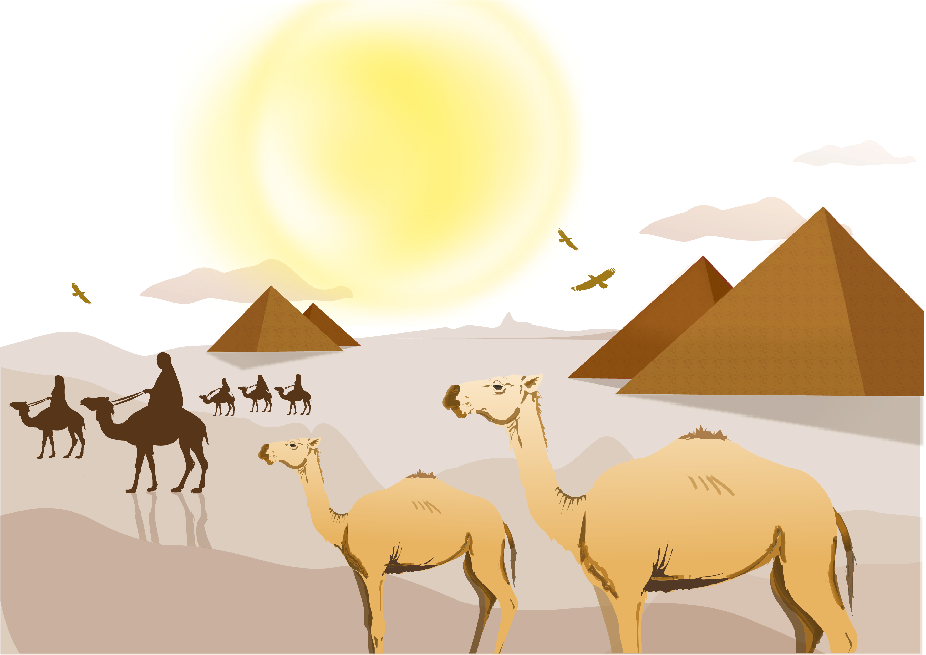 Png Transparent Download Camel Vector Sahara Desert - Desert Background Clipart (3658x2728), Png Download
