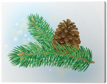 Branch Of Spruce With Pine Cone Canvas Print • Pixers® - Conifer Cone (400x400), Png Download