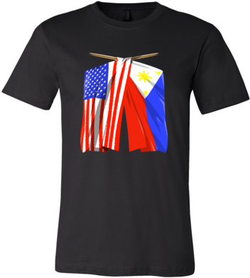 Philippines Flag T-shirt Filipino American Flag Tee - Green T Shirt (390x390), Png Download