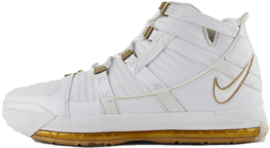Nike Lebron 3 'white/gold" - 1st Lebron White And Gold (480x321), Png Download
