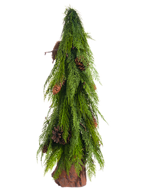 28" Pine Cone/pine Topiary In Poly Resin Pot Green - Christmas Tree (800x800), Png Download