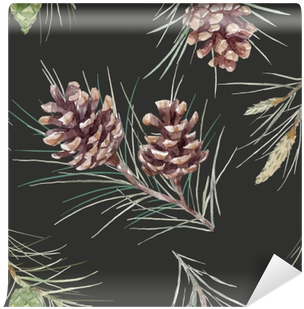Watercolor Fir Cone Vector Pattern Wall Mural • Pixers® - Watercolor Painting (400x400), Png Download