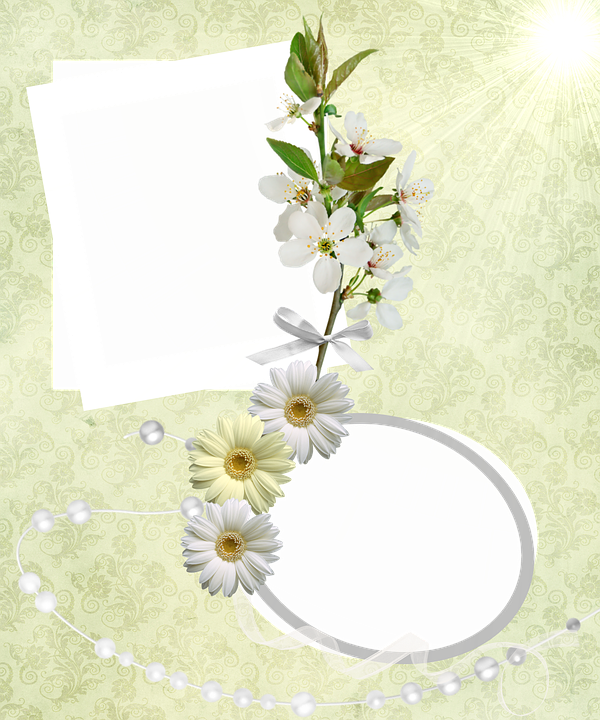 Framework, Frame, Pearl Necklace, White Flowers - Necklace (600x720), Png Download
