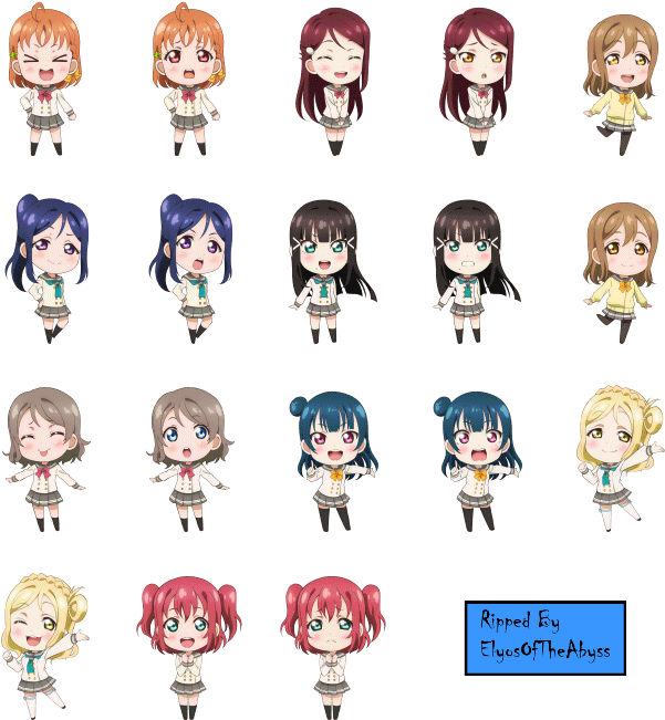 Chibi Aqours - Love Live Sunshine Chibis (650x680), Png Download