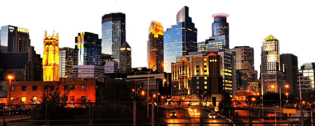 The Newest Minneapolis Minnesota Watercolor Skyline - Minneapolis (1200x480), Png Download