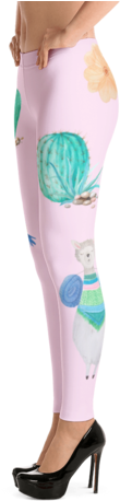 Boho Watercolor Llama & Cactus Print - Leggings (480x480), Png Download