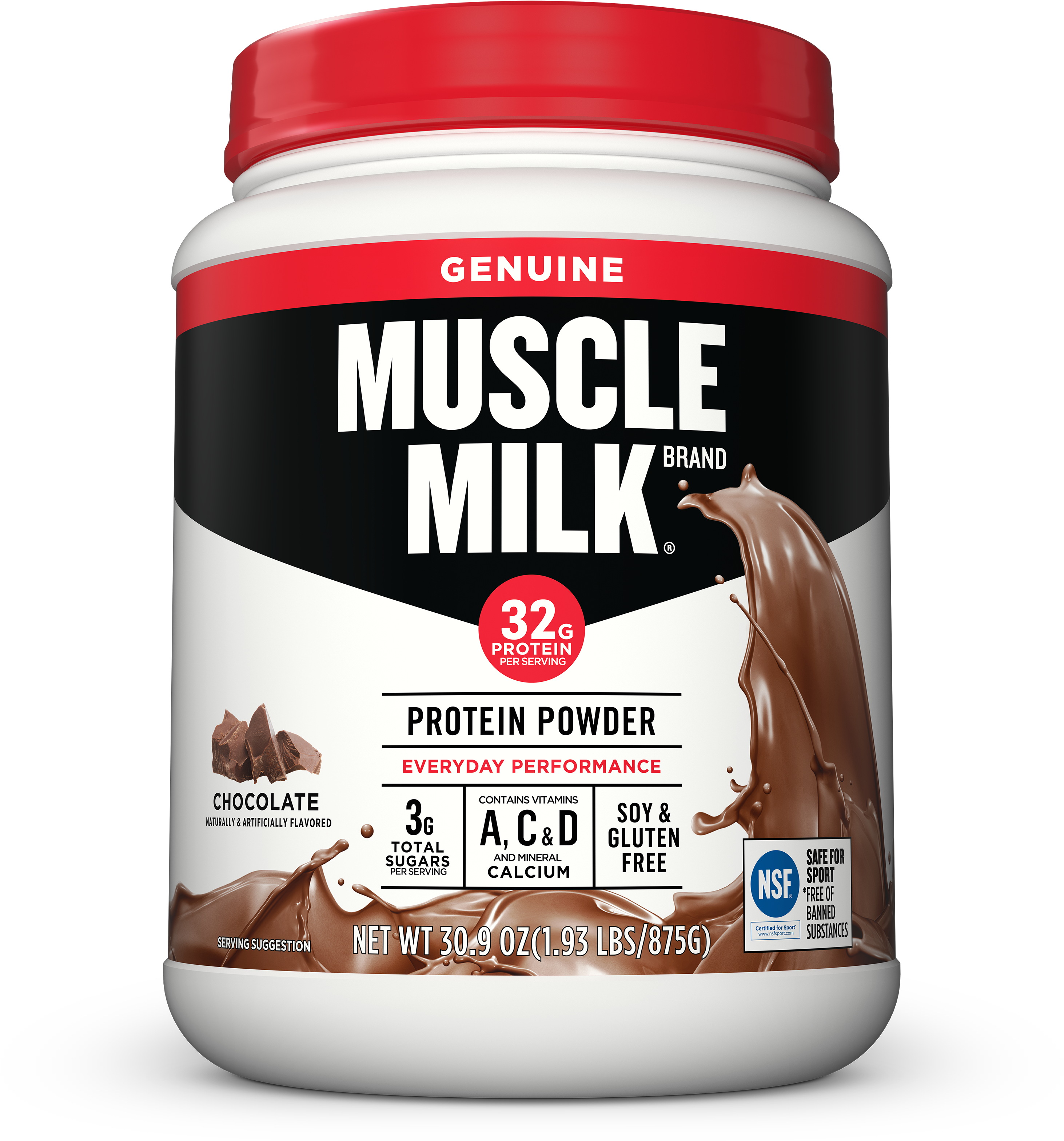 Muscle Milk Genuine Protein Powder, Chocolate, 32g - Muscle Milk Protein Cookies And Cream (3200x3626), Png Download